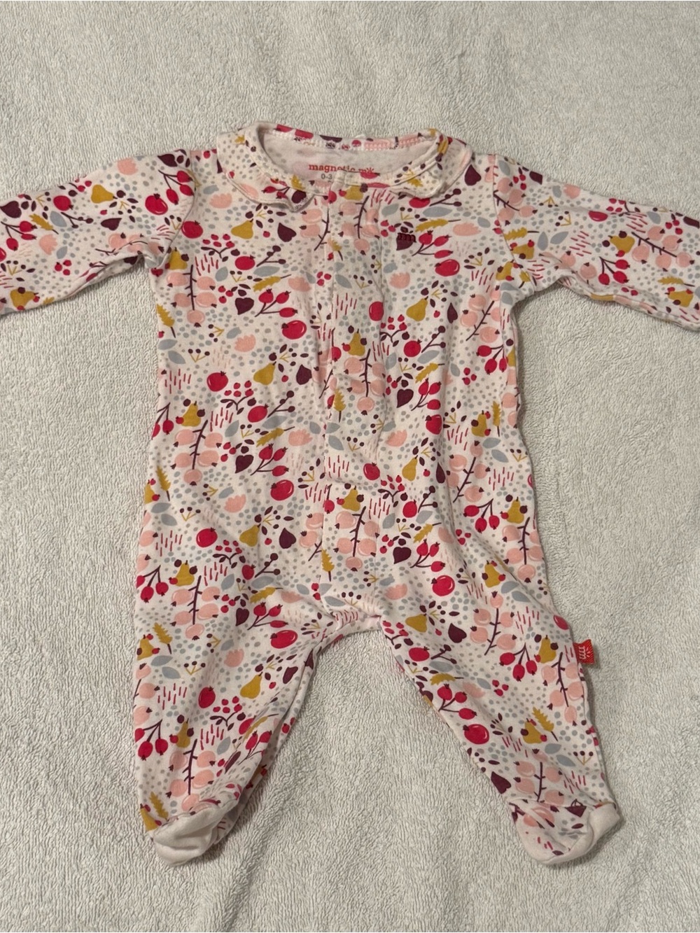 magnetic me Floral Footed Sleeper Baby 0-3M 100% Organic Cotton Girls
